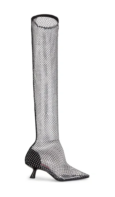 Simon Miller Crystal Fishnet Tall Kuki Boot In Black