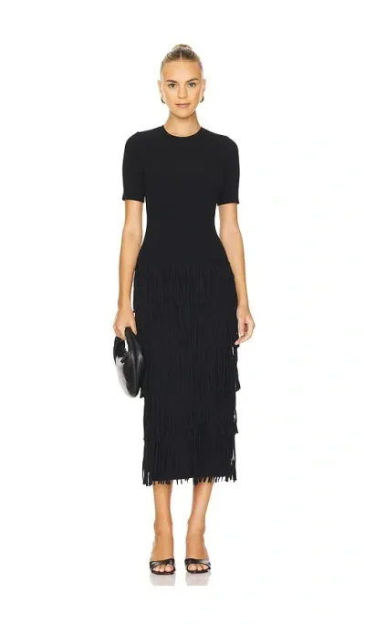 Simon Miller Za Za Knit Fringe Dress In 黑色