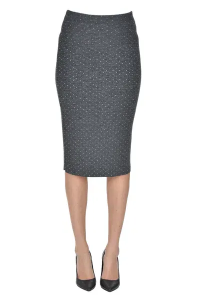 Simona Corsellini Studded Knit Pencil Skirt In Charcoal