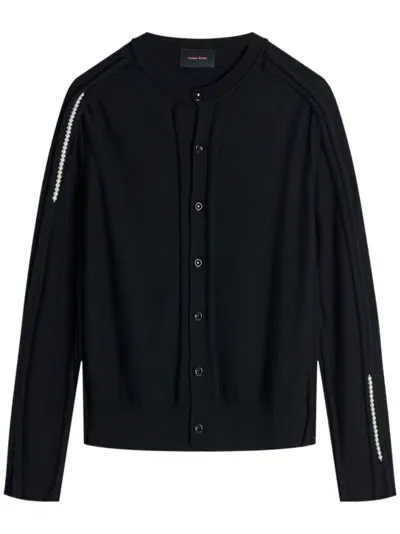 Simone Rocha Beaded Button-down Cardigan In Black/clear