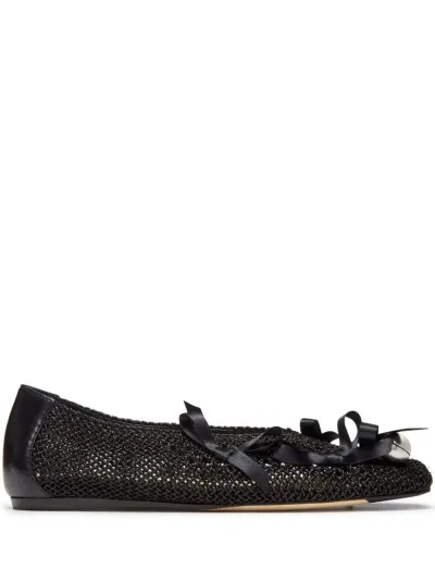 Simone Rocha Bell-charm Crochet Ballerina Shoes In Black