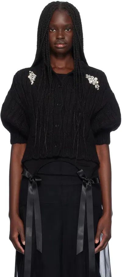 Simone Rocha Verzierter Cardigan Aus Einem Wollgemisch In Black