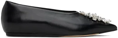 Simone Rocha Black Embellished Pointed Toe Ballerina Flats In Black/pearl/clear