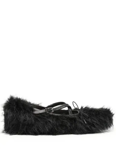 Simone Rocha Faux-fur Ballet Flats In Black