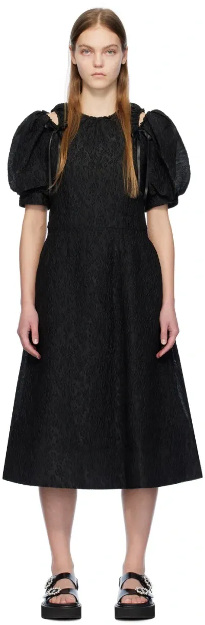 Simone Rocha Black Puff Sleeve Midi Dress