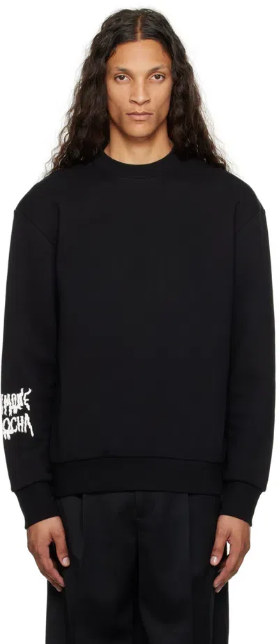 Simone Rocha Ribbon Logo-print Sweatshirt In Black