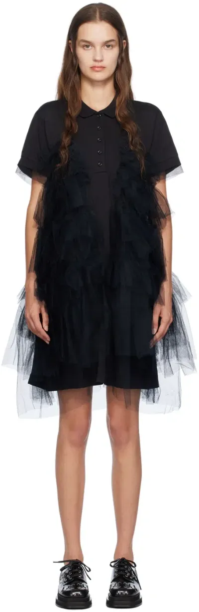 Simone Rocha Black Tiered Frill Midi Dress In Black/black