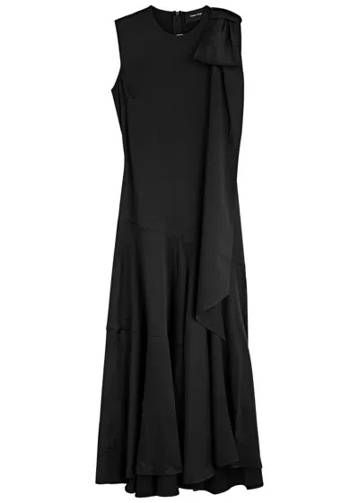 Simone Rocha Bow-embellished Silk-satin Midi Dress In Black