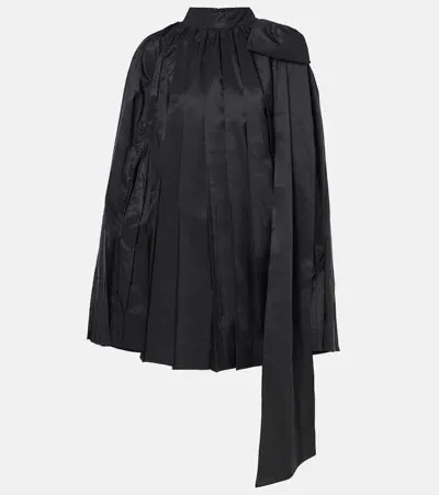 Simone Rocha Caped Pleated Taffeta Minidress In Black