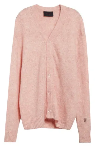 Simone Rocha Crystal Embellished Alpaca & Merino Wool Blend Cardigan In Rose/light Rose