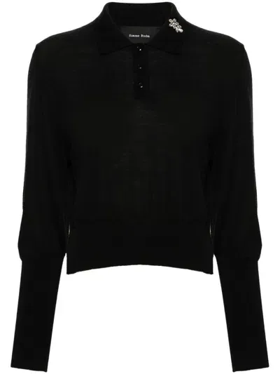 Simone Rocha Crystal-embellished Cardigan In Black / Pearl / Clear