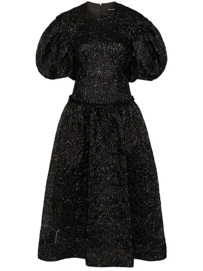 Simone Rocha Crinkled Midi Dress In Schwarz