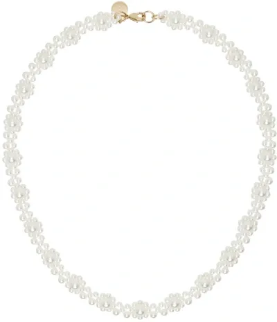 Simone Rocha White Classic Daisy Chain Necklace In Pearl