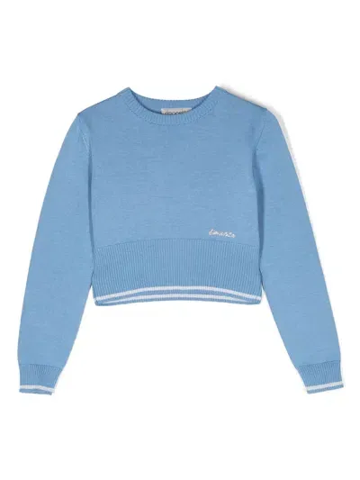 Simonetta Kids' Crystal-embellished Logo Knitted Jumper In Blue