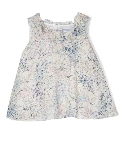 Simonetta Kids' Floral-print Dress In White