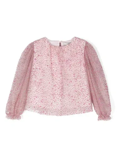 Simonetta Kids' Glittered Blouse In Pink