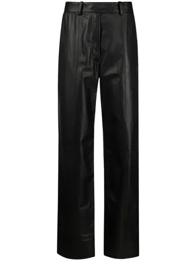 Simonetta Ravizza Wide-leg Leather Trousers In Schwarz