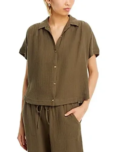 Single Thread Cotton Gauze Top In New Olive