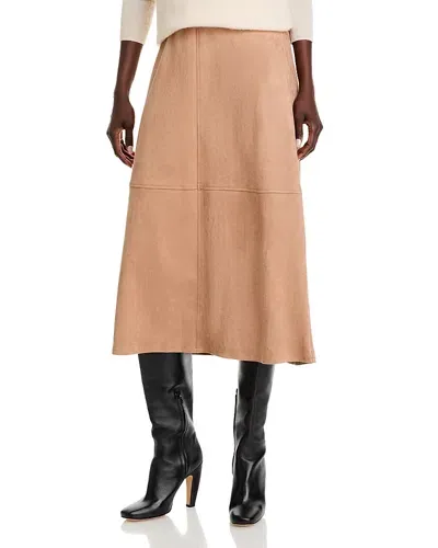 Single Thread Faux Suede A Line Skirt In Sepia Tan