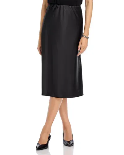 Single Thread Satin Bias Midi Skirt In Black