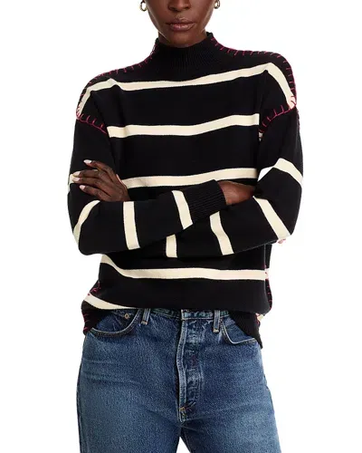 Single Thread Whipstitch Mock Neck Sweater In Black/ivory