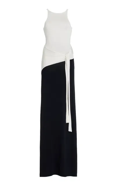 Sir Emery Two-tone Wrap-effect Jersey Maxi Dress In Black