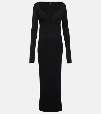 Sir Helena Ribbed-knit Maxi Dress In Black