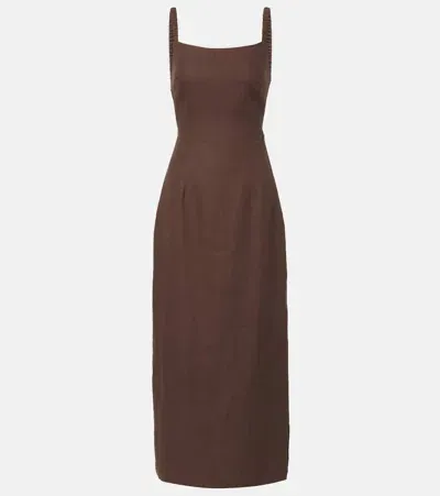 Sir Linen Maxi Dress In Brown