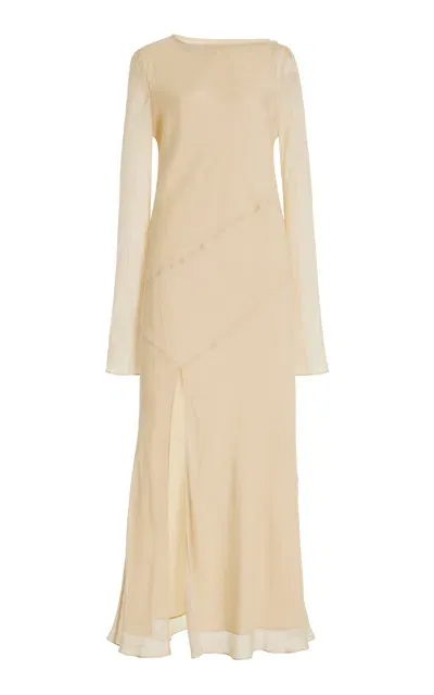 Sir Strobe Silk Chiffon Maxi Dress In Ivory