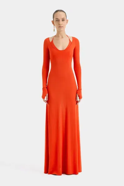 Sir Valejo Halter Dress In Tangerine