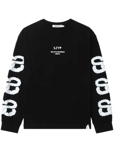 Sjyp Graphic-print Sweatshirt In Black