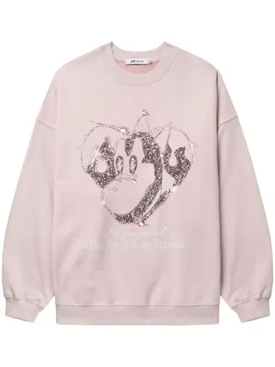 Sjyp Graphic-stamp Sweatshirt In Pink