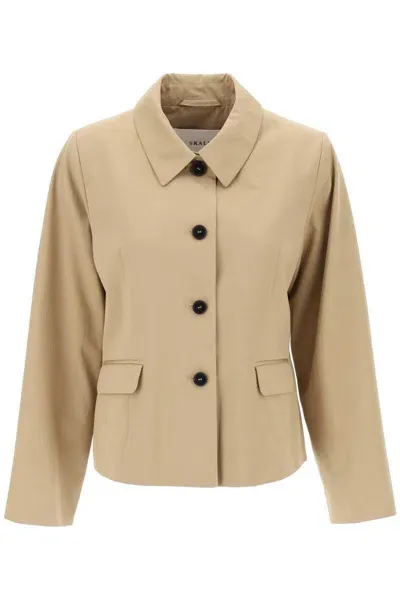 Skall Studio Short Cotton Waterproof Jacket Named Petra In Italian In Beige