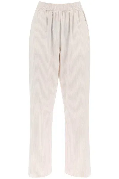 Skall Studio "organic Cotton Striped Claudia Pants" In Beige,white