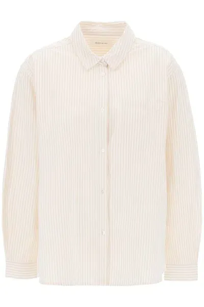 Skall Studio Striped Oversized Shirt In Beige