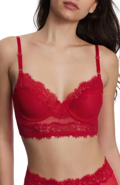 Skarlett Blue Entice Longline Underwire Bra In Bright Cherry