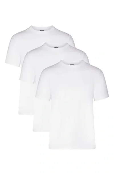 Skims 3-pack Slim Fit Stretch Modal T-shirts In Chalk