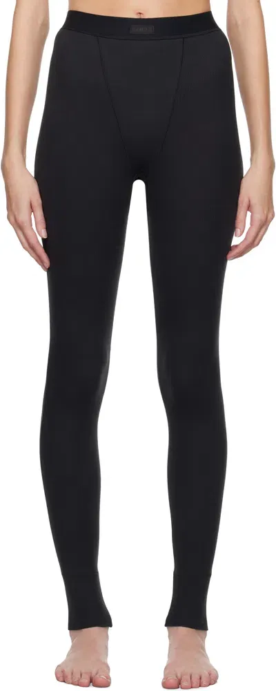 Skims Black Cotton Rib Leggings In Soot