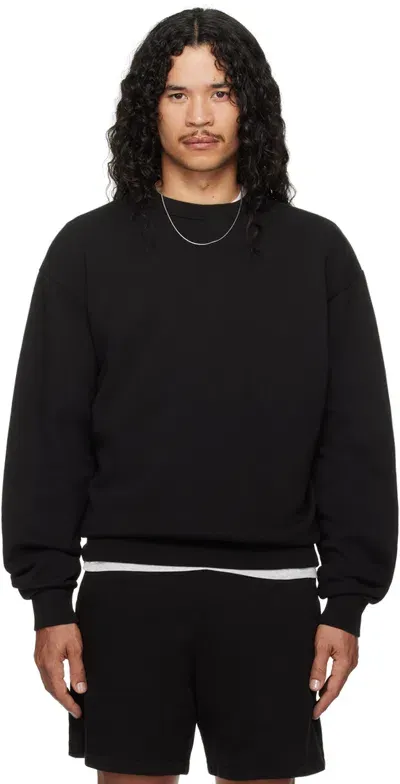 Skims Black Terry Classic Crewneck Sweatshirt In Washed Obsidian