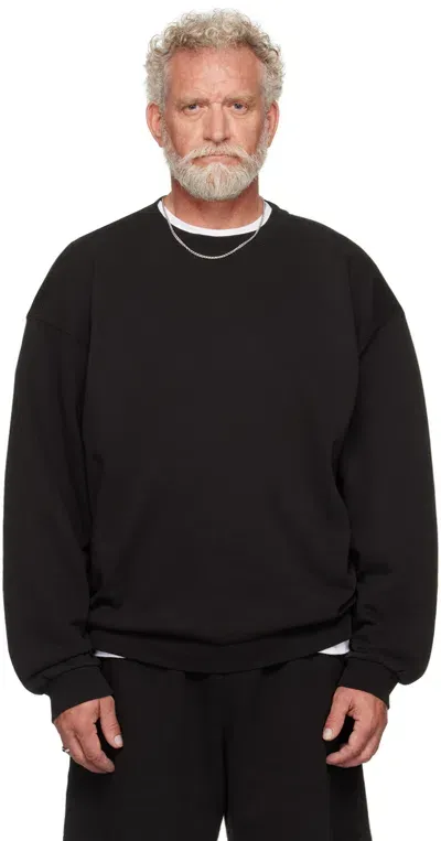 Skims Black Terry Relaxed Crewneck Sweatshirt In Washed Obsidian