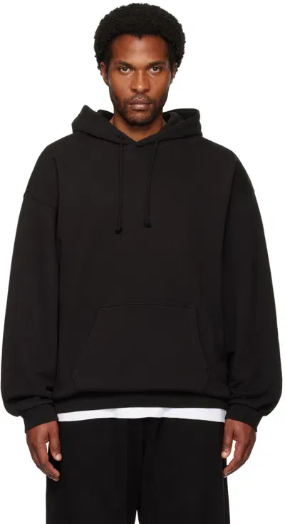 Skims Black Terry Relaxed Hoodie In Washed Obsidian