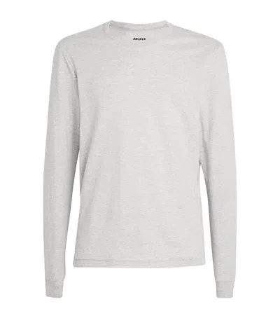 Skims Cotton Long-sleeve T-shirt In Grey