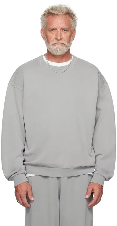 Skims Gray Terry Relaxed Crewneck Sweatshirt In Pacific