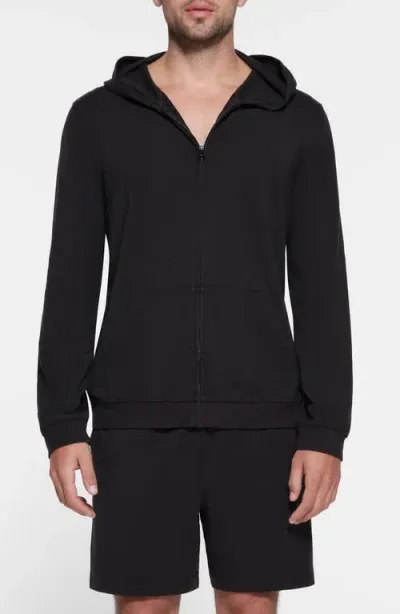 Skims Jersey Lounge Zip Hoodie In Obsidian