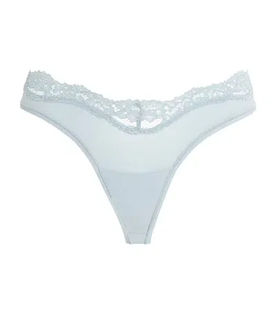 Skims Lace-trim Fits Everybody Dipped Thong In Blue