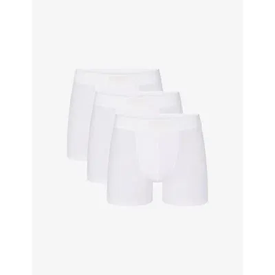 Skims Mens Chalk Branded-waistband 3in Pack Of Three Stretch-cotton Boxer Briefs