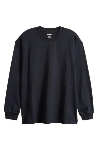 Skims Relaxed Fit Long Sleeve T-shirt In Obsidian