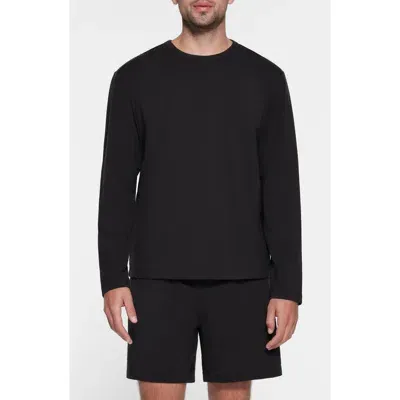 Skims Relaxed Long Sleeve Jersey T-shirt In Obsidian