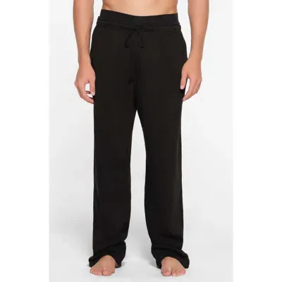 Skims Straight Leg Cotton Lounge Pants In Washed Obsidian