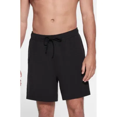 Skims Stretch Cotton Blend Jersey Lounge Shorts In Obsidian